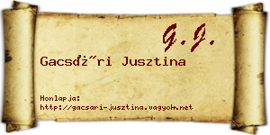 Gacsári Jusztina névjegykártya